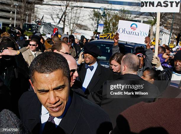 Presidential Cndidate U.S. Sen. Barack Obama participates in a march to the State Capitol building to remember Martin Luther King, January 21, 2008...