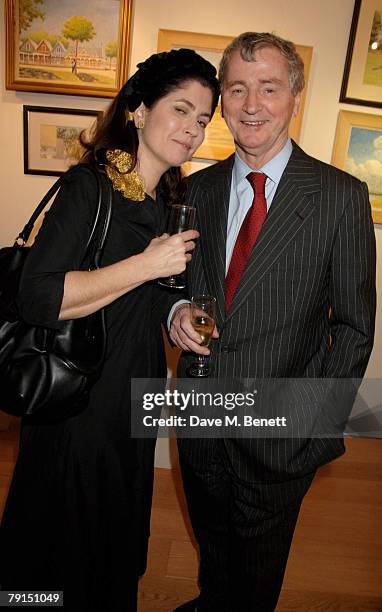 Kimberly and Stephen Quinn attend the private view of John Standing's exhibition 'Paintings and Watercolours', at the Sladmore Gallery on January 21,...