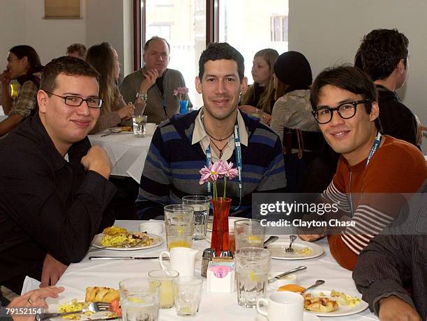 Migizi Ponsoneau, Marco Orsini and Bean Barret attends the Native Forum Brunch at the Mustang Restaurant during the 2008 Sundance Film Festival on...