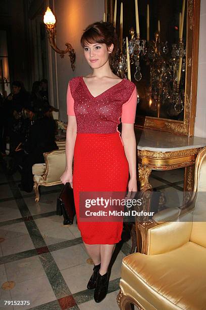 Actress Gemma Arterton attends the Louis Vuitton unveiling of a new collection of Blason fine jewelry designed by Pharrell Williams and Camille...