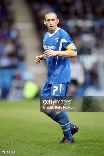 Andrew Crofts of Gillingham in action during the Coca Cola League One Match between Gillingham and Northampton Town at the KRBS Priestfield Stadium...
