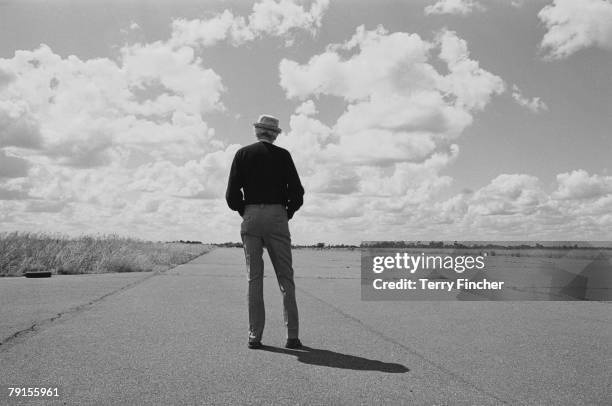 American actor James Stewart revisits one of the air force bases, where he was stationed during his service with the United States Army Air Corps...