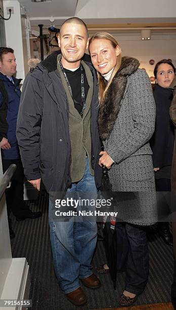 Tom Chambers and Clare Harding attend a party to celebrate the launch of the award winning Fiat 500 at the London Eye on monday january 21st, 2008 in...