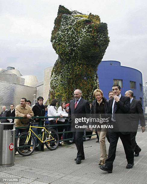 Spanish Deputy Prime Minister Teresa Fernandez de la Vega , Basque Socialist Party PSE-PSOE general secretary Patxi Lopez and PSE secretary for...