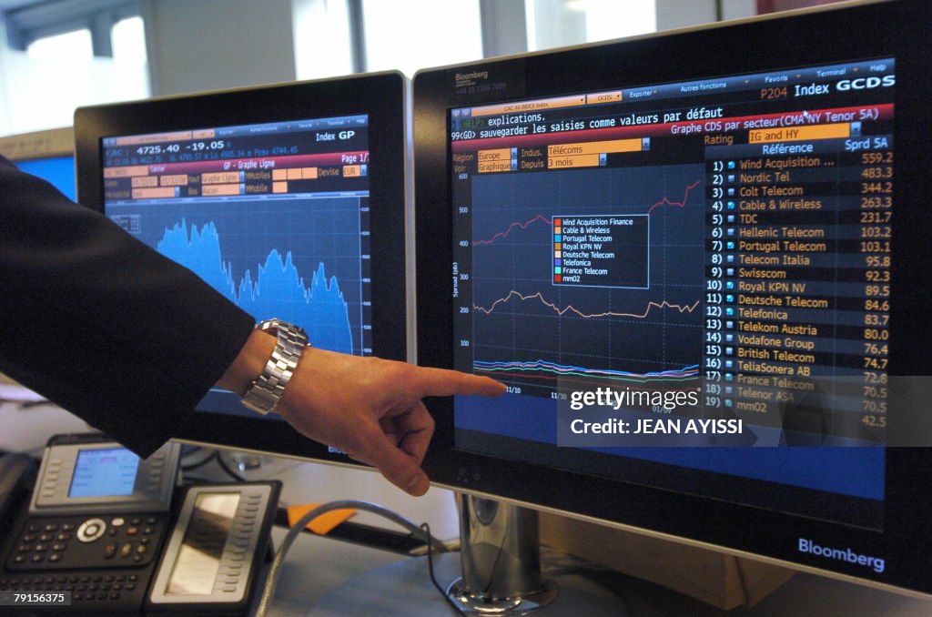 A trader shows a the GCDS index curve at