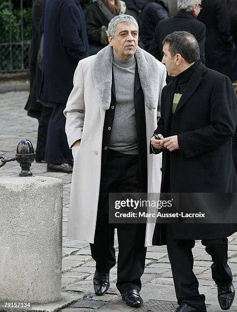 Enrico Macias leaves the St Germain church after the funeral mass of French singer Carlos on January 22, 2008 in Paris, France.