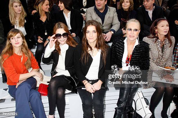 Elodie Navarre, Audrey Marney, Joanna Preiss, Mrs Sapperstein and Mrs Repossy attend the Chanel Fashion show, during Paris Fashion Week Spring-Summer...