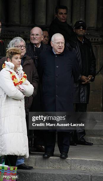 Michel Charasse arrives at St Germain church to attend the funeral mass of singer Carlos in Paris, France on January 22, 2008.