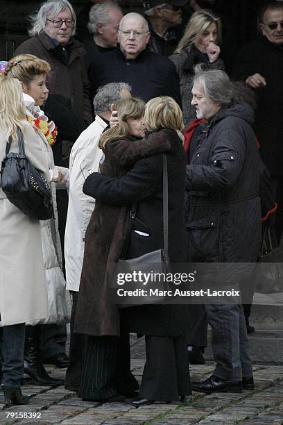 Chantal Goya and her husband Jean-Jacques Debout leave the St Germain church after the funeral mass of singer Carlos in Paris, France on January 22,...