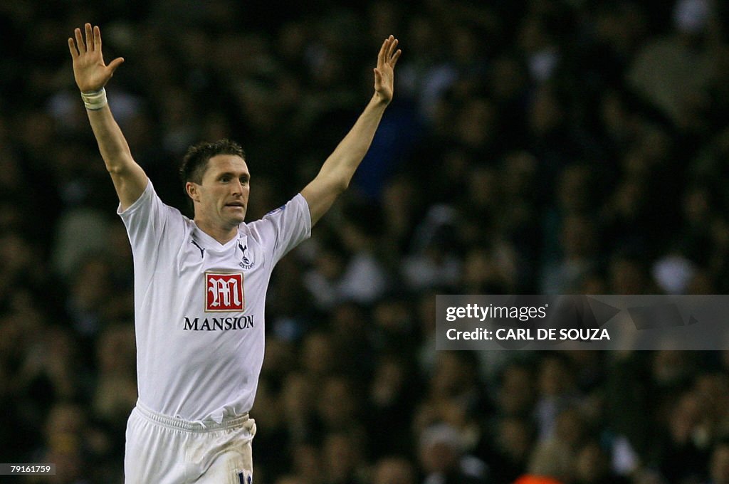 Tottenham's Robbie Keane celebrates afte