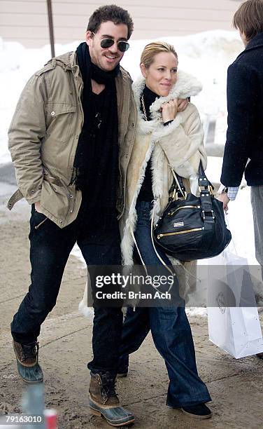 Actress Maria Bello and boyfriend Bryn Mooser seen around town at the 2008 Sundance Film Festival on January 21, 2008 in Park City, Utah.