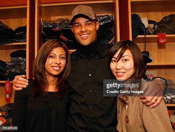 Actor Jason Olive poses with the True Religion display at the Gibson Guitar celebrity hospitality lounge held at the Miners Club during the 2008...