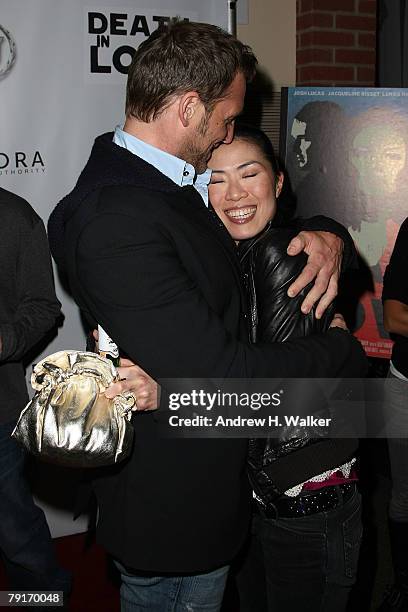 Actors Josh Lucas and Vanessa Kai attend the party for "Death in Love" held at the Main Street Movieline House during the 2008 Sundance Film Festival...