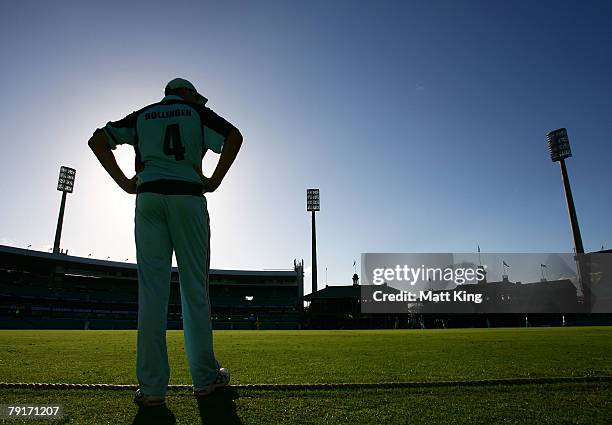 Doug Bollinger of the Blues fields on the boundary during the Ford Ranger Cup match between the New South Wales Blues and the Western Australian...