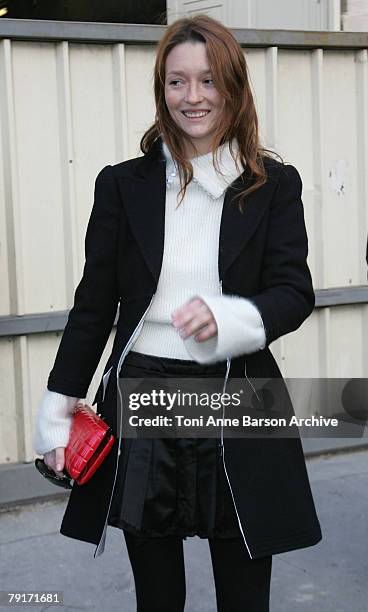 Audrey Marney leaves the Chanel Fashion show, as part of Haute Couture Spring-Summer 2008 Paris Fashion Week at the Grand Palais on January 22, 2008...