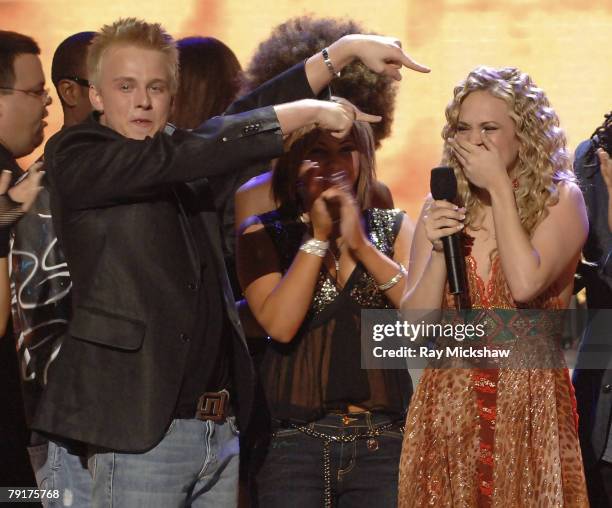 Jessica Sierra, Anthony Fedorov and "American Idol" Season 4 - Winner, Carrie Underwood from Checotah, Oklahoma