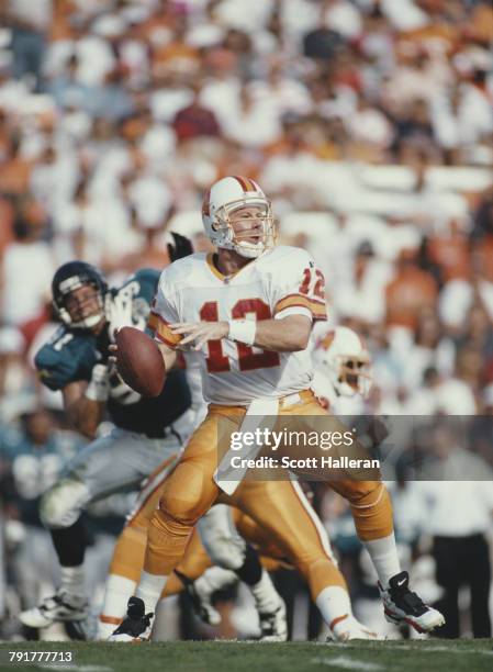 Trent Dilfer, Quarterback for the Tampa Bay Buccaneers during the National Football Conference Central game against the Jacksonville Jaguars on 19...