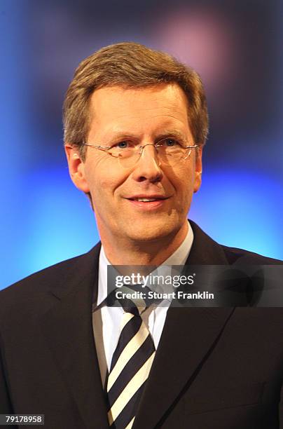 Christian Wulff, top candidate of the Christian Democratic Union and Governor of Lower Saxony attends a television debate with his challenger...