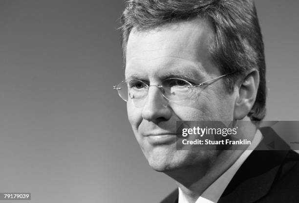 Christian Wulff, top candidate of the Christian Democratic Union and Governor of Lower Saxony attends a television debate with his challenger...