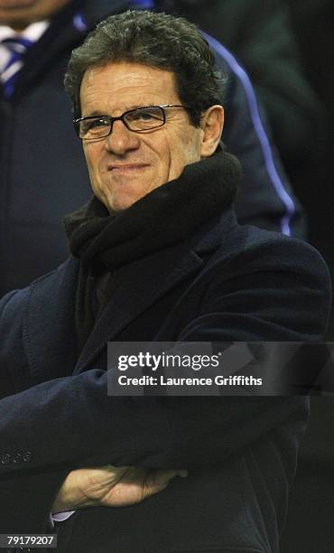 England manager Fabio Capello looks on during the Carling Cup Semi Final Second Leg match between Everton and Chelsea at Goodison Park on January 23,...