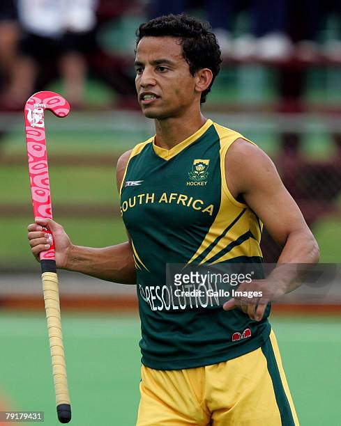 Bruce Jacobs of South Africa during the Five Nations Mens Hockey tournament match between South Africa and Germany held at the North West University...