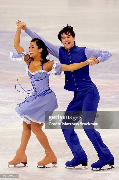 Lynn Kriengkairut and Logan Giulietti-Schmitt compete in the compulsory dance during the US Figure Skating Championships January 23, 2008 at the Xcel...