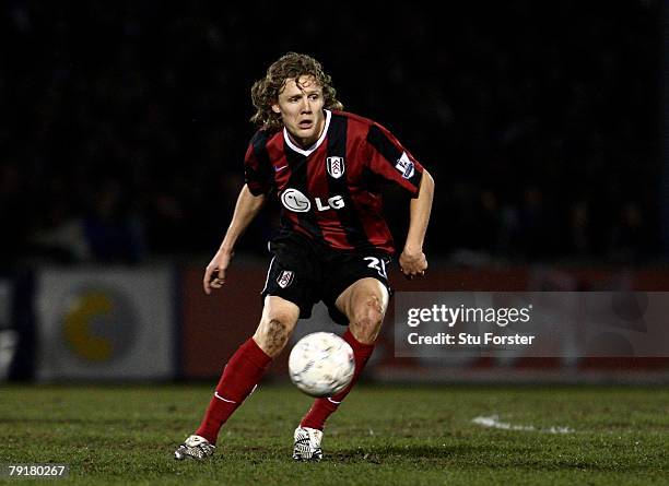 Jimmy Bullard of Fulham passes the ball during the FA Cup sponsored by E.ON 3rd Round Replay between Bristol Rovers and Fulham at Memorial Stadium on...