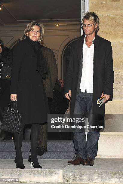 Claire Chazal and Arnaud Lemaire attend the Valentino Fashion show, during Paris Fashion Week Spring-Summer 2008 at Musee Rodin on January 23, 2008...