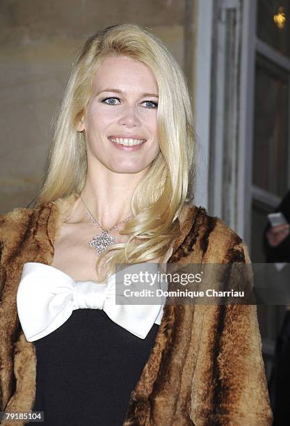 Claudia Schiffer attends the Valentino Fashion show, during Paris Fashion Week Spring-Summer 2008 at Musee Rodin on January 23, 2008 in Paris, France.