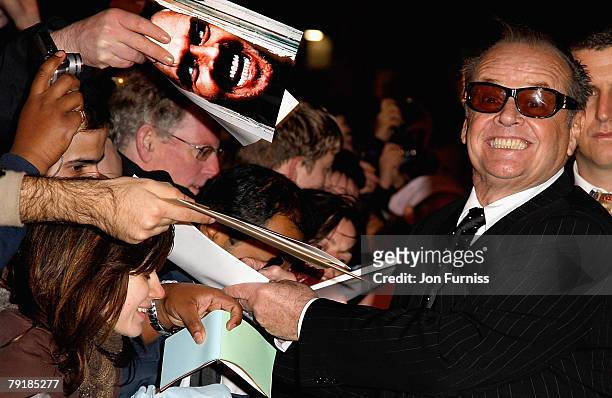 Jack Nicholson attends The Bucket List film premiere held at the Vue West End on January 23, 2008 in London, England.