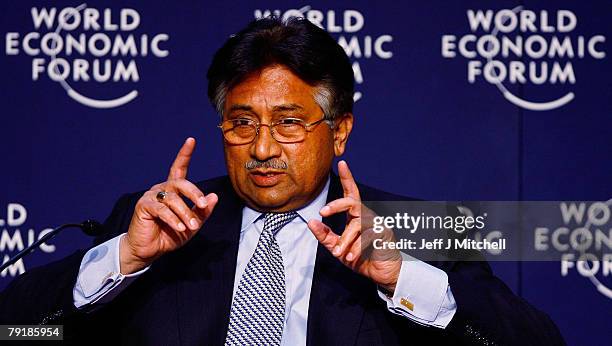 Pervez Musharraf President of Pakistan attends the second day of the World Economic Forum January 24, 2008 in Davos, Switzerland. Some of the World's...