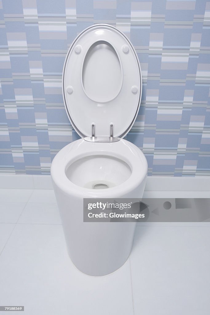 High angle view of a toilet bowl in a bathroom