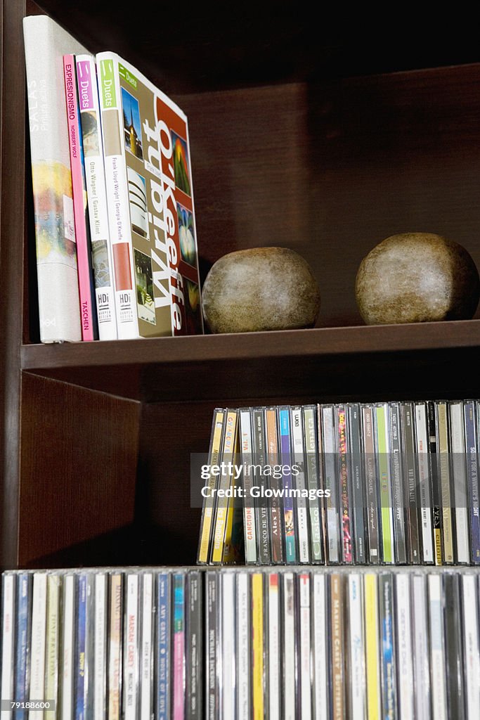 Close-up of books on a bookshelf