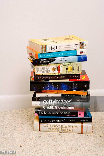 close-up of a stack of books - stack of books stock pictures, royalty-free photos & images