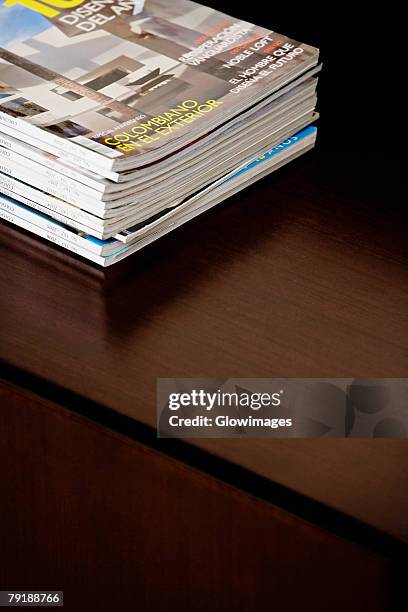 close-up of magazines on a table - coffee table stock pictures, royalty-free photos & images