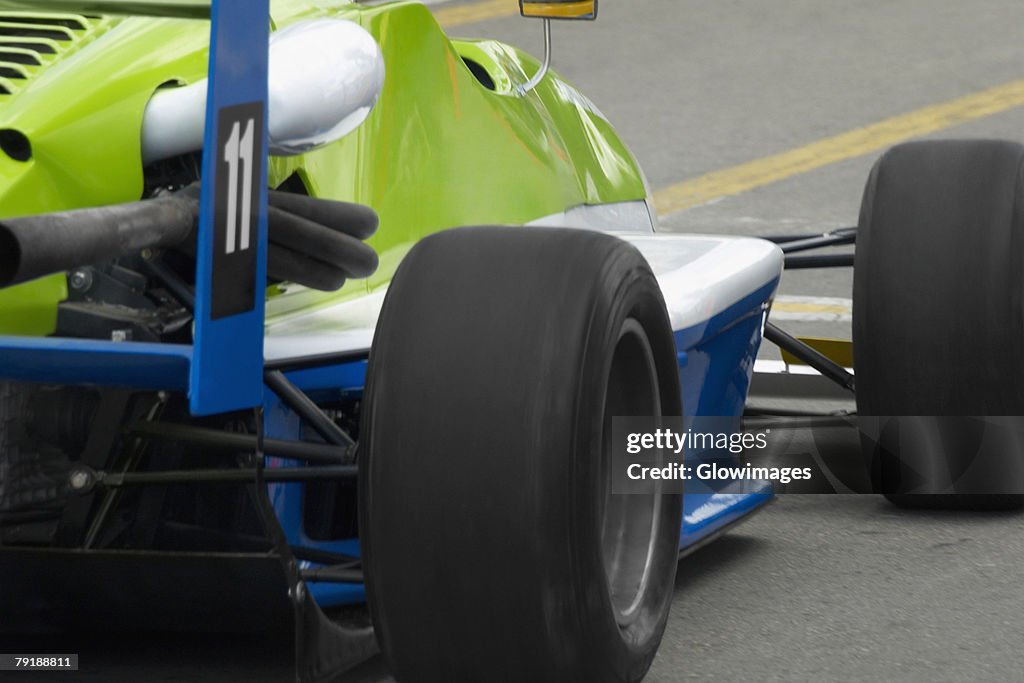 Close-up of a racecar