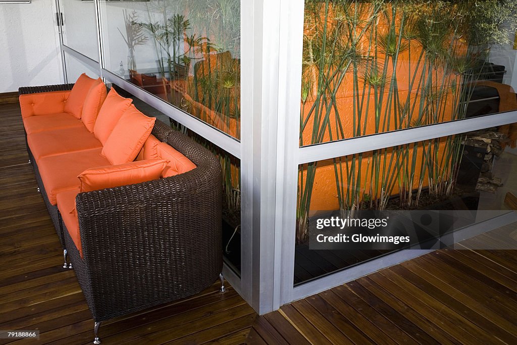 Couch in a patio of a house