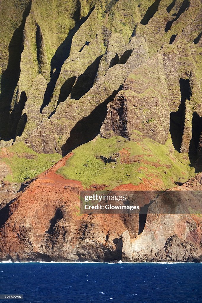 Sea in front of a cliff, Na Pali Coast, Kauai, Hawaii Islands, USA