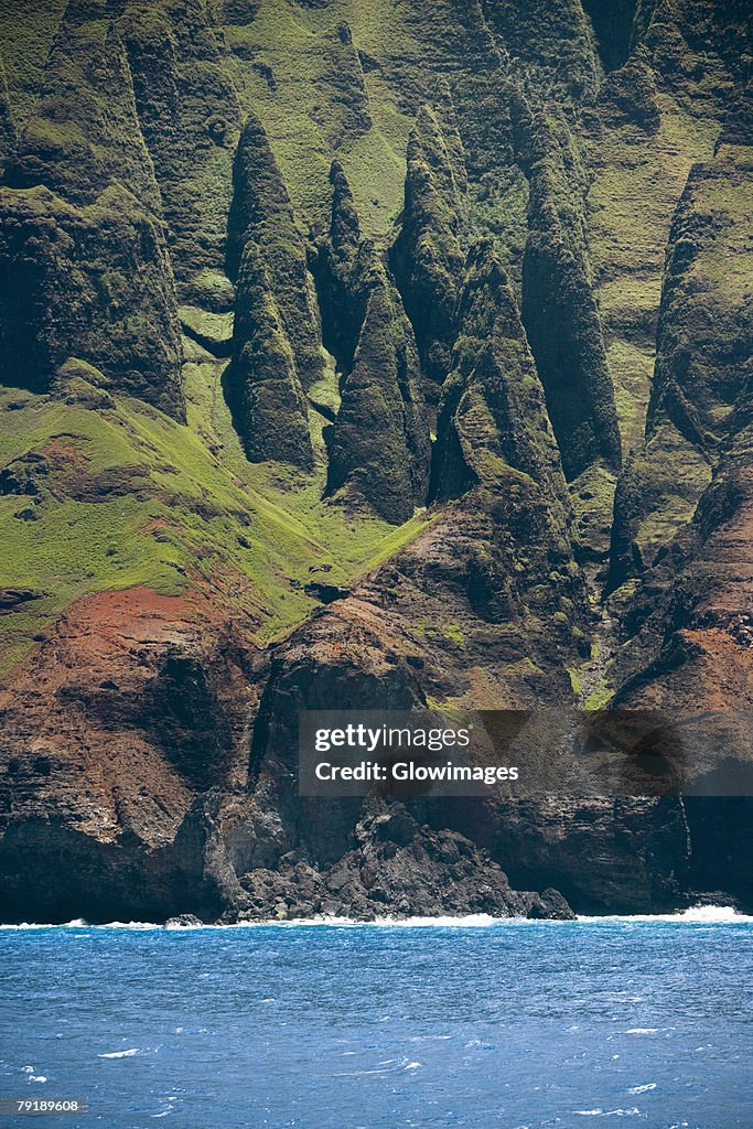 Rock formations on the coast, Na Pali Coast State Park, Kauai, Hawaii Islands, USA