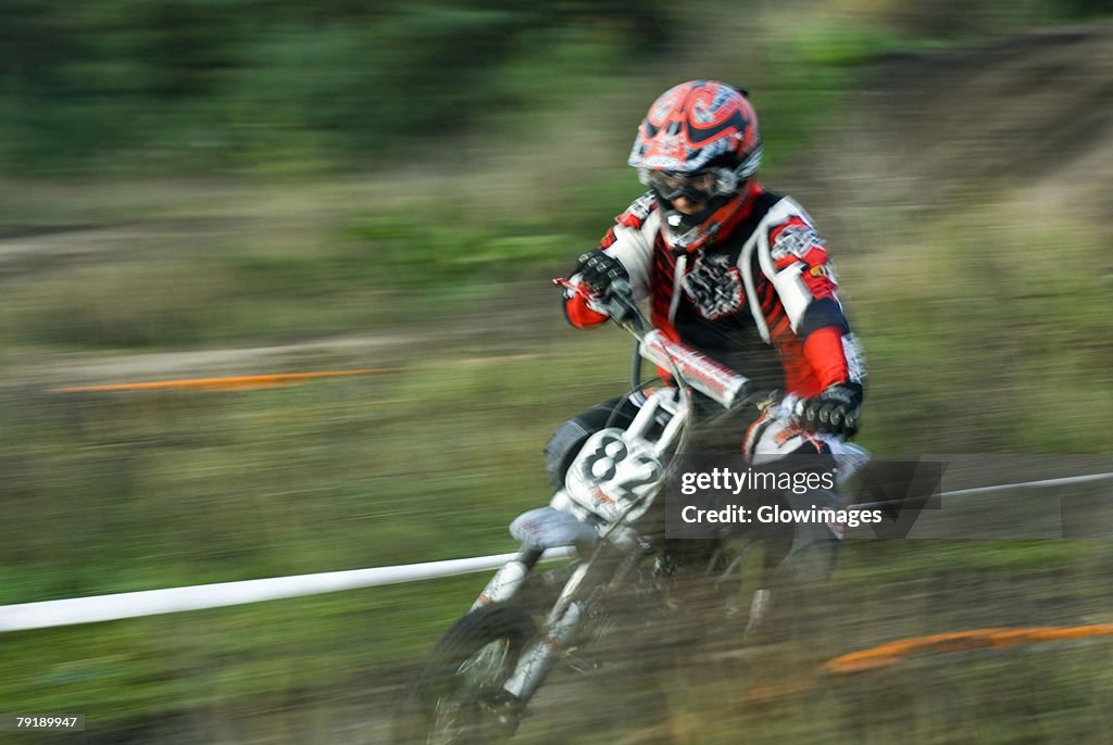 Close-up of a man on a racing bike