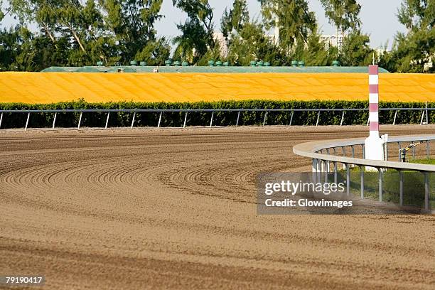 horseracing track in a stadium - horse racecourse stock pictures, royalty-free photos & images