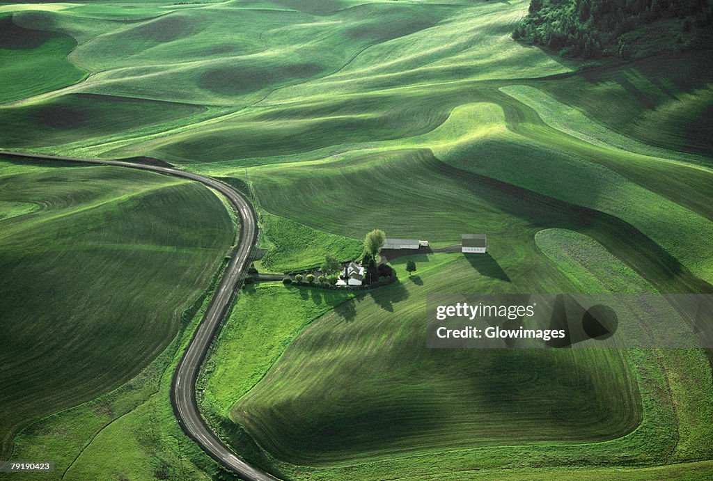 Aerial, farm country 