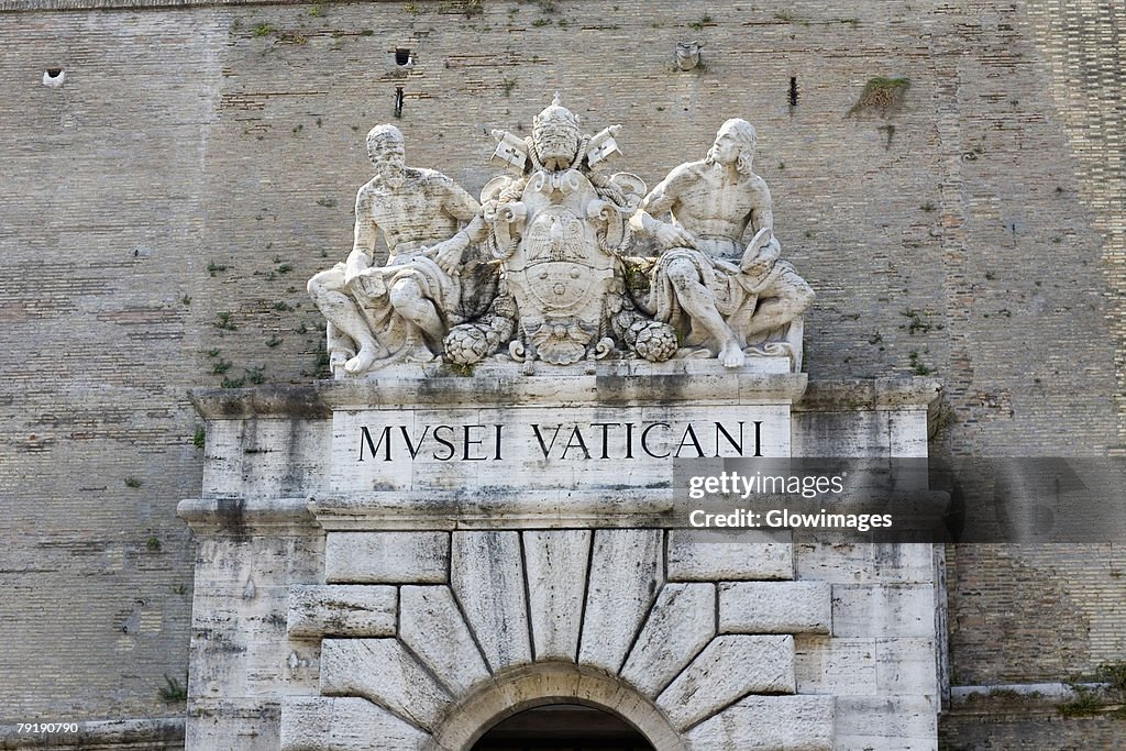 Low angle view of statues on a museum, Vatican Museum, Rome, Italy