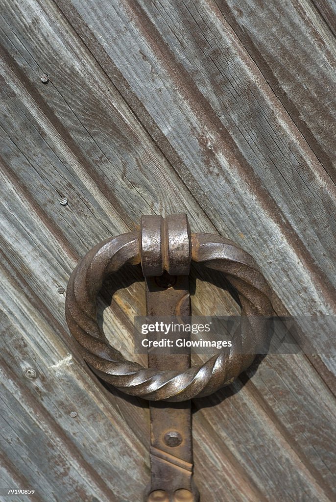 Close-up of a metal doorknocker