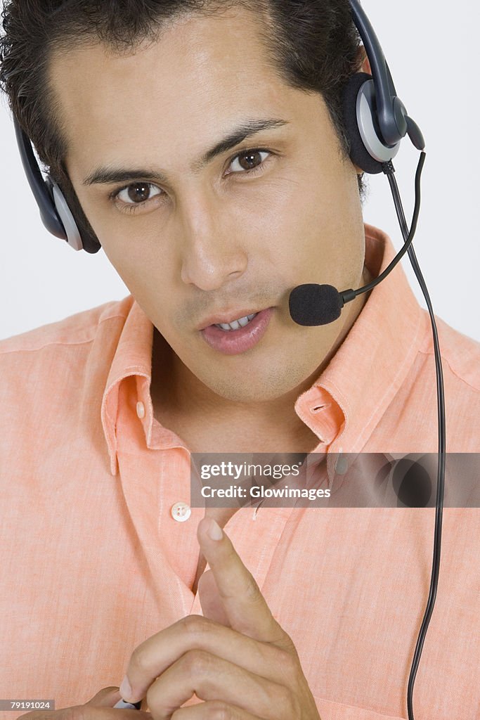 Portrait of a businessman wearing a headset