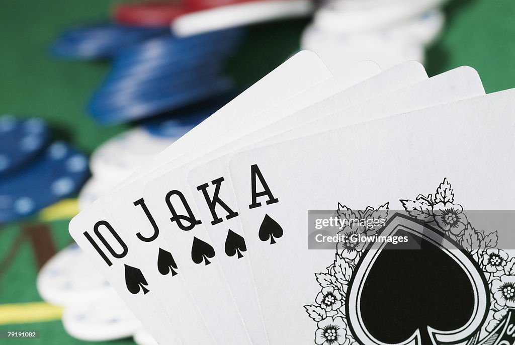 Close-up of the poker of spades