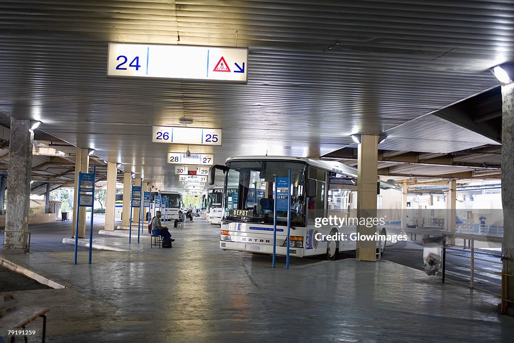 Buses in a bus station, Nice, France