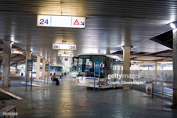 buses in a bus station, nice, france - bus station stock pictures, royalty-free photos & images