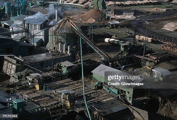 aerial of large sawmill, idaho - logging mill stock pictures, royalty-free photos & images