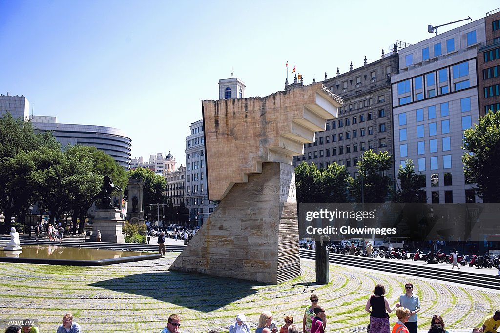Structure in front of a building, Barcelona, Spain